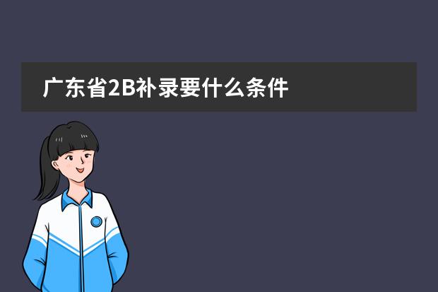 广东省2B补录要什么条件