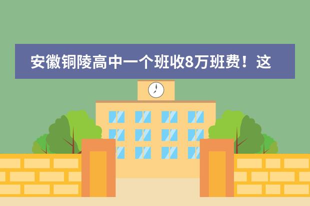 安徽铜陵高中一个班收8万班费!这班费是用来干什么的?